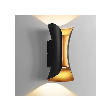 12w warm white light outdoor wall lamp outside black inside gold (1/3)