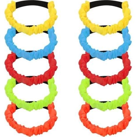 10 Pièces Bandes de Course à 3 Pattes 5 Couleurs Élastique Coloré Corde à Cravate pour Course Champ Jour Arrière-Cour (1/4)