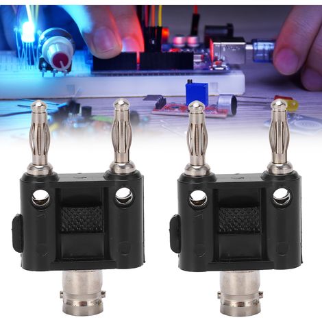 Adaptateur J.20022 : fiche banane femelle BNC 4 mm vers fiche banane double rangée BNC, vendu par lot de 2 (1/5)
