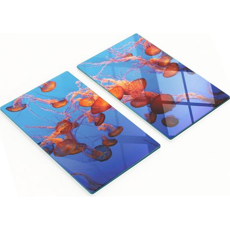 Planches à découper décoratives en verre avec motif méduses 2x30x52 cm (1/5)