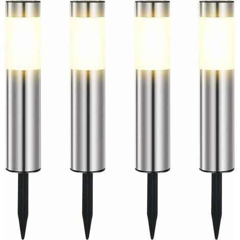 Lampe Solaire Exterieur, En Acier Inoxydable Solaire Exterieur Jardin LED éTanches IP65 Pour Le Patio, La Pelouse, Les Chemins Et Les Sentiers De La Cour De Jardin Blanc Chaud (4 Pièces) (1/2)