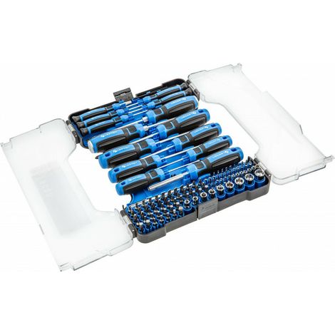 Juego de destornilladores 112 piezas Hogert, modelo, ideal para trabajos de reparación y mantenimiento, incluye diversas puntas, herramienta duradera y ergonómica para precisión.