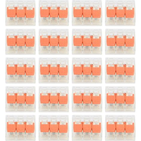20 Stück Verdrahtungsverbinder für Gebäudebeleuchtung, schraubenlose Schnellklemmen, Industriebedarf PCT663 (Orange)