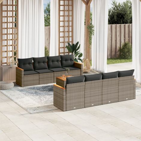 Maison Exclusive - 9-tlg. Garten-Sofagarnitur mit Kissen Grau Pol