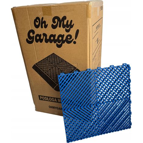 Dalles de sol modulaires puzzle 40x40 pour garage, atelier et finitions automobiles (bleu royal) (1/5)