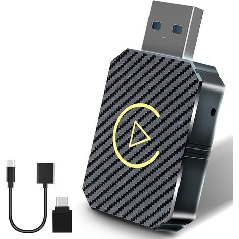 Adaptateur Carplay sans fil & Android auto sans fil 2 en 1, adaptateur de voiture sans fil, Carplay Wireless Stick compatible avec voiture CarPlay et AA, pour iOS 10+, USB C/A (1/5)