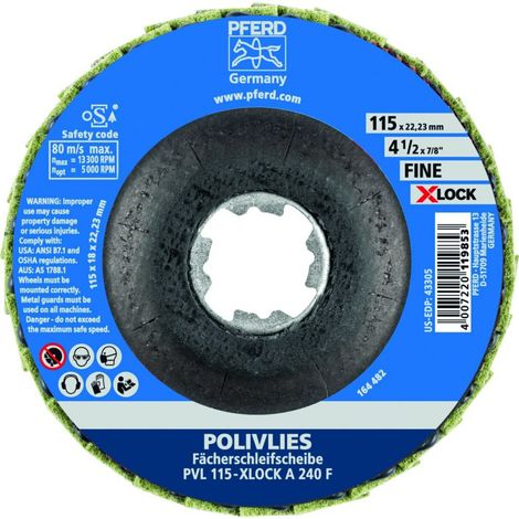 PFERD TOOLS POLIVLIES-Fächerscheibe PVL Korund Ø 115 mm Bohrung 22,23 mm/X-LOCK A240F für Feinschliff 5 Stk (1/5)