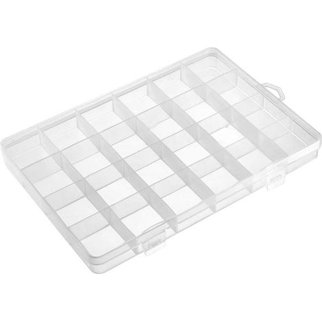 Boîte de rangement pour composants sourcing map - PP 24 compartiments fixes transparent blanc 193 x