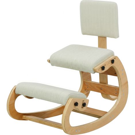 HOMCOM Sedia Ergonomica Posturale da Ufficio in Tessuto Effetto Lino, Crema (1/5)