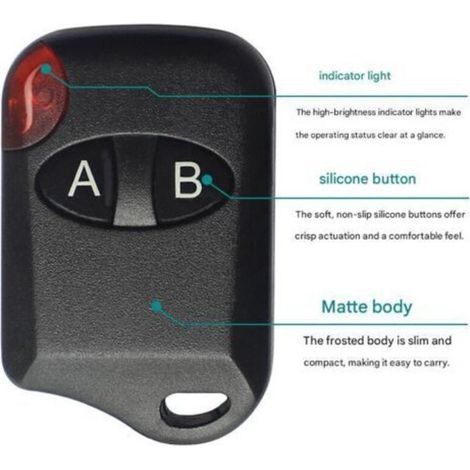 Télécommande Portail Electrique Sans Fil 433 mHZ 2 Boutons Duplicateur Clonage Clé Copi Télécommande pour Porte de Garage Porte électrique (1/3)