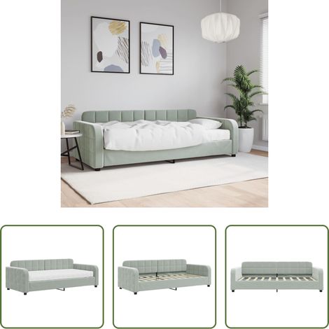 vidaXL Matratze - Tagesbett mit Matratze Hellgrau 90x190 cm Samt (1/5)