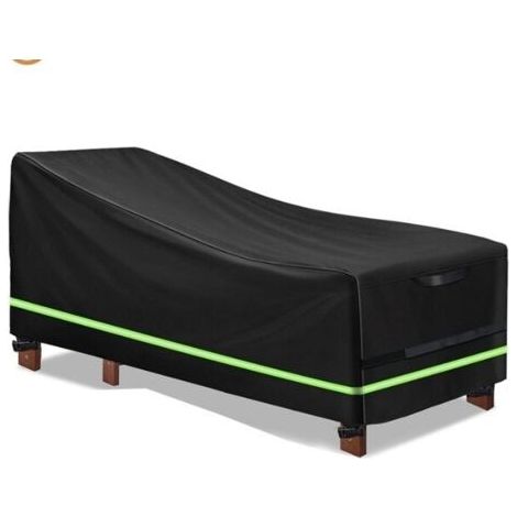 Oxford 420D Holz Liegestuhl Abdeckung, 65 x 95 x 155 cm, Staubdicht, Schutz vor Sonne, Wind, Regen, Schnee und anderen Elementen (Schwarz)