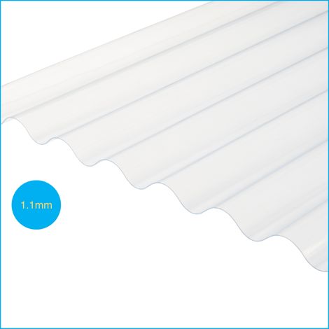 Solstice 3" PVC Corrugated Standard Sheeting Clear 1525mm x 762mm x 1.1mm (1/2)