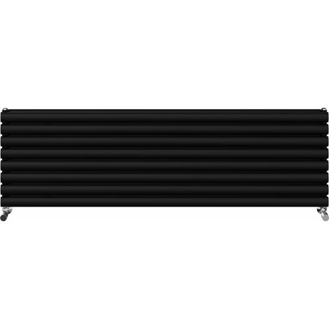 Warmehaus Horizontal Radiator Oval Double Panel Black 472x1600mm (1/5)