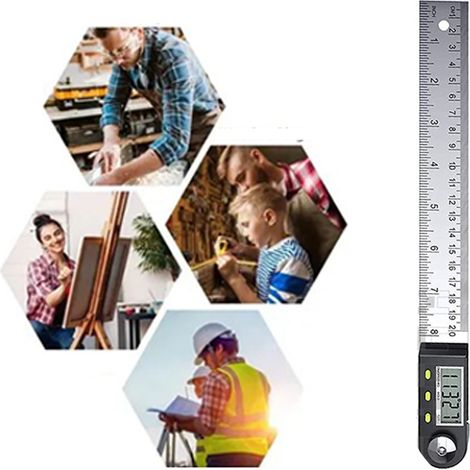 200-mm-Digitalwinkelmesser, Multifunktionswinkel mit Digitalanzeige für Schreiner- und Baustellenarbeiten, präziser Winkelmesser mit LCD-Bildschirm, Neigungsmessgerät für Heimwerker. (1/5)