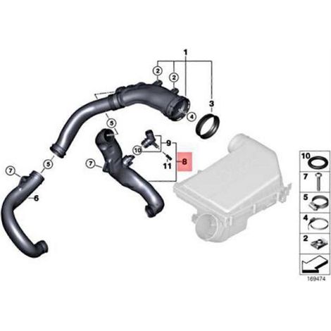 2X pour BMW F01 F02 Tuyau d'admission d'air moteur 13717571348 (1/5)
