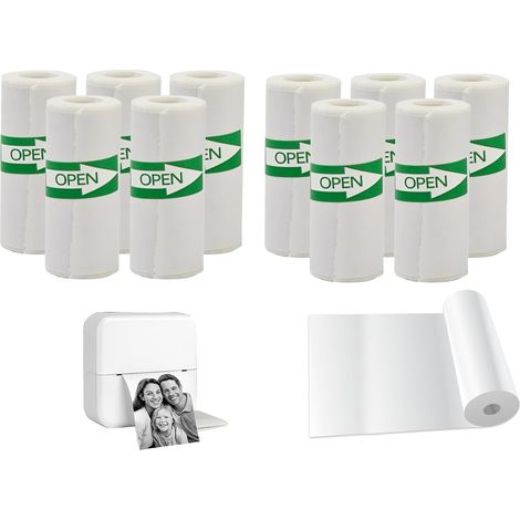 Lot de 10 rouleaux de papier pour imprimante thermique, autocollants, sans BPA, compatibles avec Peripage A6, 57 x 30 mm (1/5)