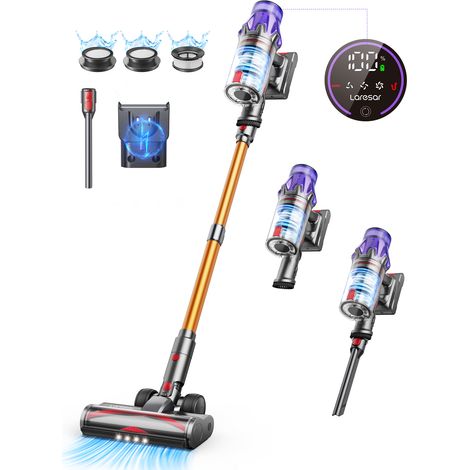 Laresar – Aspirateur balai sans fil 75 000 Pa – Autonomie 90 min – Moteur 650 W – Filtration HEPA 7 couches – Vidage 1 clic – Écran LED tactile (1/5)