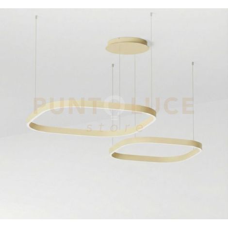 CRISEIDE S/2D Q- SOSPENSIONE DOPPIA BIEMISSIONE E DIMMERABILE LED 3000K 5300LM 90W NEW BEIGE