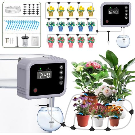 Bewässerungssystem Automatische Bewässerung Zimmerpflanzen, 350 Automatische Bewässerung Modi Tröpfchenbewässerung System für Indoor, Garten, Balkon Pflanzen, für bis zu 15 Topfpflanzen (1/5)