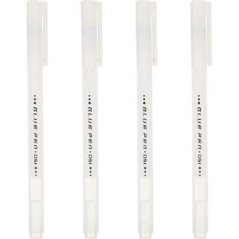 Lot de 4 stylos à colle en forme de stylo, bâton de colle à séchage rapide et haute viscosité, fournitures scolaires créatives-14.5X1.7X0.8CM-White