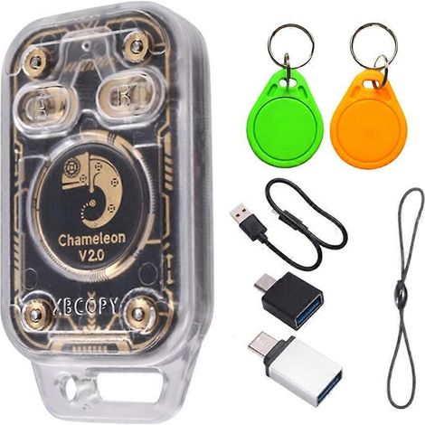 Chameleon V2.0 RFID-Chip-Lesegerät-Emulator + 2 NFC-Schlüsselanhänger, UID-Duplikator, 125K, 13,56 MHz, Chameleon Ultra Kartendekodierung (1/5)