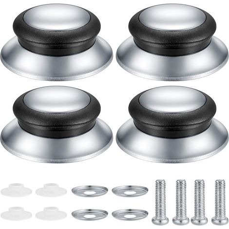 Boutons de Couvercle de Casserole, 4 Pièces Boutons de Couvercle de Pot, Poignée Casserole Poêles Universelle de Cuisine en Acier Inoxydable Résistant (1/5)