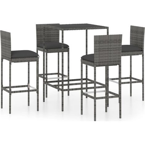 Maison Exclusive - Mesa y taburetes altos jardín 5 piezas ratán s