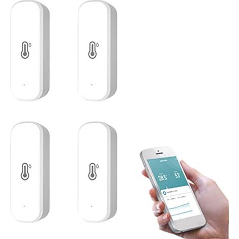 Zigbee WiFi-Funkhygrometer und -thermometer (4 Stück) für präzise Temperatur- und Feuchtigkeitsmessung mit intelligenter Automatisierung (1/5)