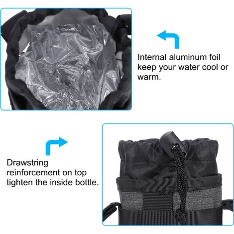 Sac Isotherme Porte-Gourde pour Vélo, Support à Bouteille d'Eau Portable (Gris Foncé) (1/5)
