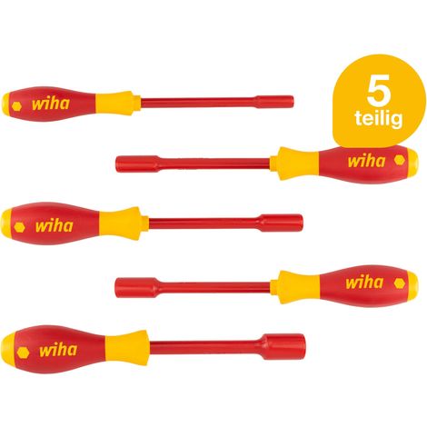 Wiha Steckschlüssel Schraubendreher Set SoftFinish® electric (29466) 5 tlg. I für Außensechskantschrauben I 5,5mm 7mm 8mm 10mm 13mm I für Elektriker