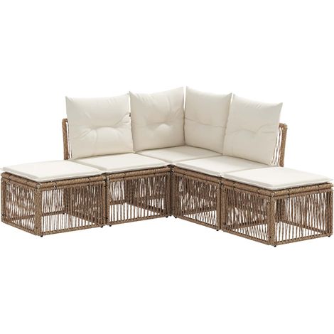 Gartensofa-set 5 pcs Beige Poly-Rattan vidaXL
