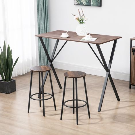 Barhocker-Set aus 2 Barstühlen im Industrial Design, Metallrahmen, Fußstütze, 42 x 42 x 65 cm