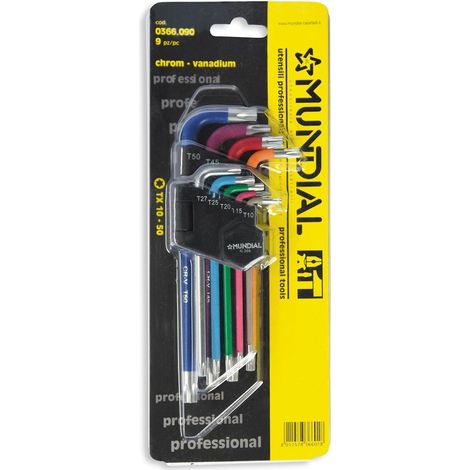 CHIAVI TORX Sr. 9 Pz. DA 10 A 50 COLORAT