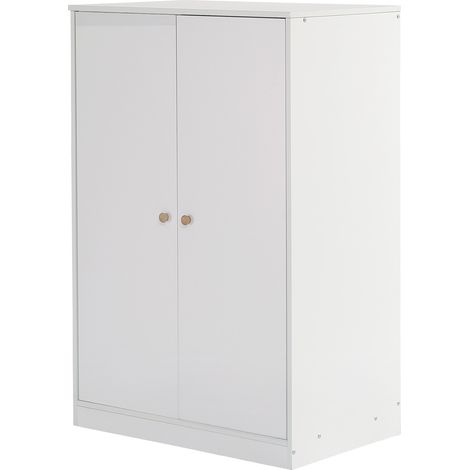 Kleiderschrank klein mit Kleiderstange, 2 Türen, MDF, Weiß, 80 x 50 x 120 cm (1/5)