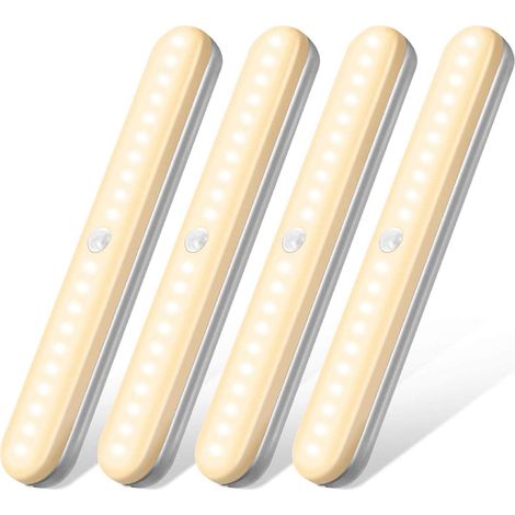 OUSFOT Luce Armadio Led Sensore Movimento 3 Modalità Wireless 20 Led Usb Ricaricabile Ricarica Rapida e Lungo Tempo di Standby, Perfetta per Cucina Armadio Guardaroba (4 PCS) (1/5)
