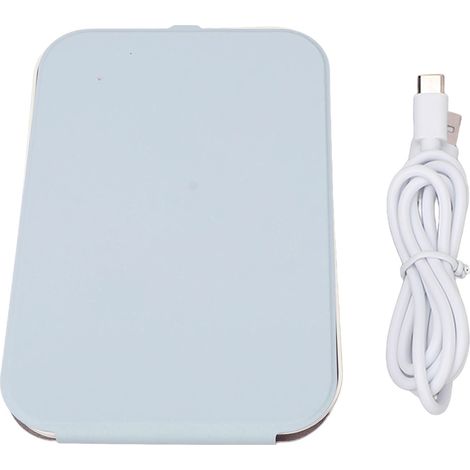 Miroir de maquillage LED 3 couleurs réglables, luminosité variable, interrupteur tactile, miroir de voyage et maison, bleu (1/5)