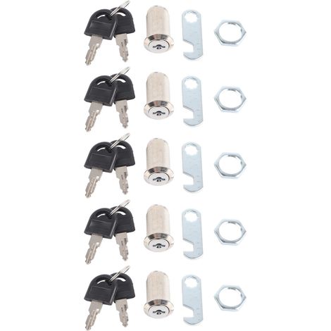Lot de 5 serrures à came 30mm pour meuble, tiroir, boîte aux lettres et coffre à outils (1/5)
