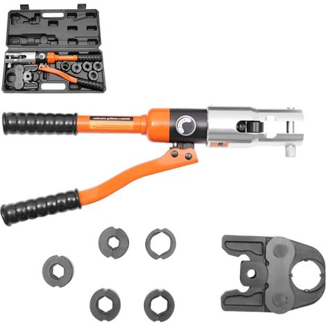 10T Hydraulic Pipe Crimper Aluminum Tube Press Clamp Pliers Crimping Tool 5 Dies