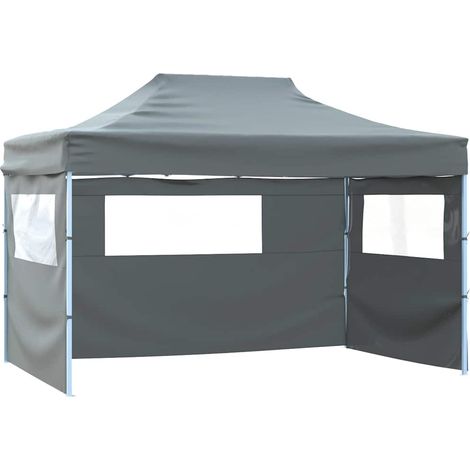 Tente pliable avec 3 parois-Tonnelle pliante 431x291x315 cm Anthracite (1/5)