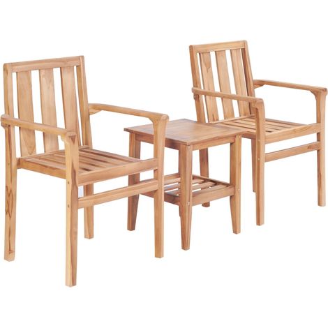 Ensemble de bistro de jardin 3 pcs teck solide vidaXL (1/5)