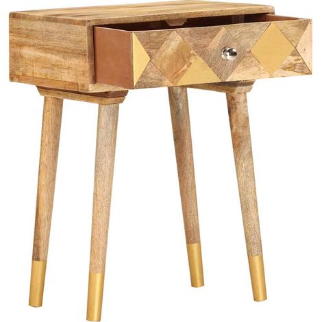 vidaXL Mesita de noche de madera maciza de mango 43x30x58 cm (1/2)