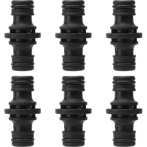 Lot de 6 raccords doubles pour tuyau d'arrosage - Noir
