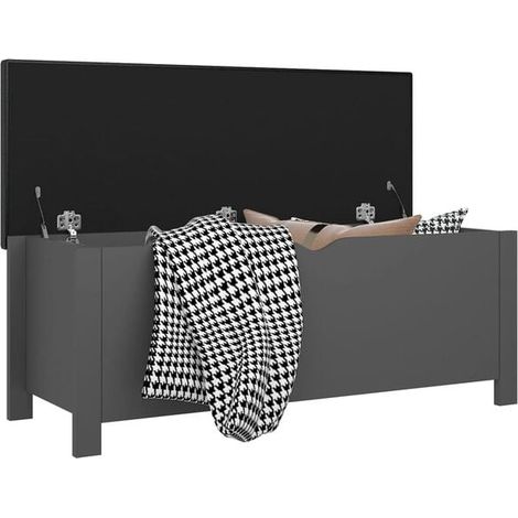 Boîte de Rangement avec Coussin Gris, 105x40x45 cm, Banc de Coffre Pliable pour Entrée, Salon ou Chambre (1/5)