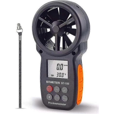 L'anémomètre numérique portatif BT-100 mesure la vitesse du vent, la température et l'indice de refroidissement éolien, et dispose d'un écran LCD rétroéclairé. (1/4)