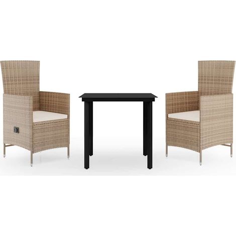 Set da Pranzo da Giardino 3 pz  Salotto da Giardino con Cuscini Beige (1/5)