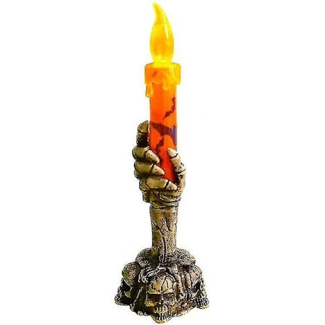 Bougeoir lumineux d'Halloween, décoration orange (1/3)