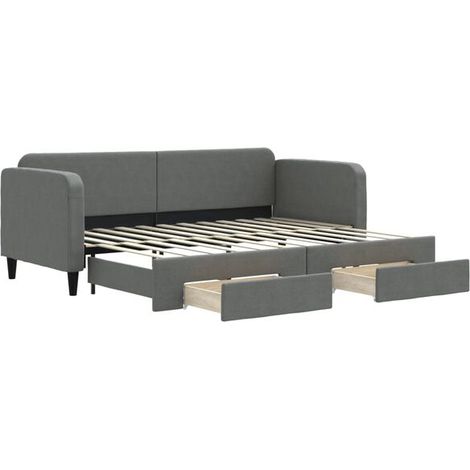 Canapé-lit avec matelas gigogne et tiroirs, matelas non inclus, dimensions : 80 x 200 cm (1/5)