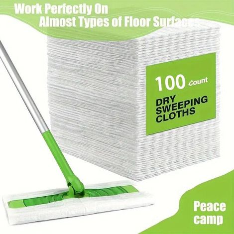 Confezione da 100 panni asciutti compatibili con la scopa Swiffer - Ricariche monouso per spazzare e pulire i pavimenti (1/4)