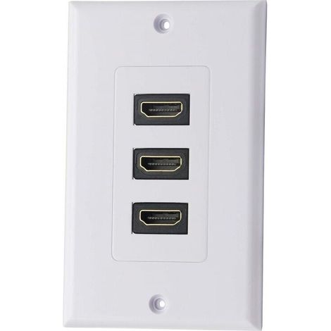 Bardusch-3 Port HDMI 2.0 Plaque murale Composant HDMI Composant Composite Audio Prise de montage murale, Support 4K 60Hz 1080P Parfait pour projecteur et cinéma maison blanc (3 HDMI) (1/5)